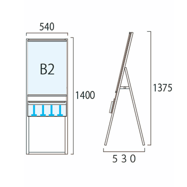 常磐精工 パンフレットケーススタンド看板 Dタイプ 1台 B2片面 PCSKD-B2K