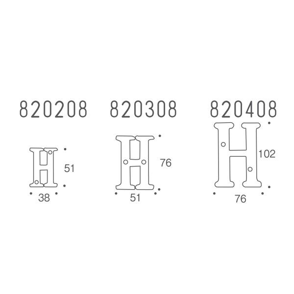 画像左:ブラスレター 51 H(820208)<br />画像中央:ブラスレター 76 H(820308)<br />画像右:ブラスレター 102 H(820408)