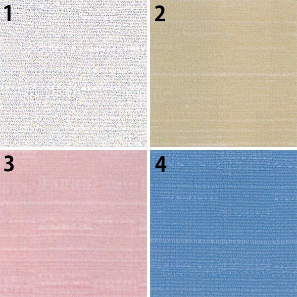 1 . オフ白<br />2 . アイボリー<br />3 . ピンク<br />4 . 水色